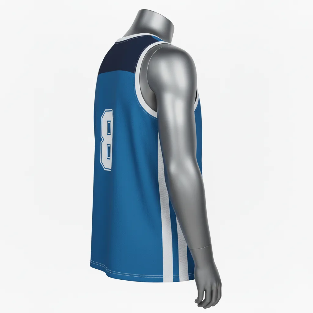 Custom Basketball Sleeveless Training Shirt - Blue, Navy - Sleeveless Training Shirt Columbia Colorblock - Side View - HAMCO Sports Inc.