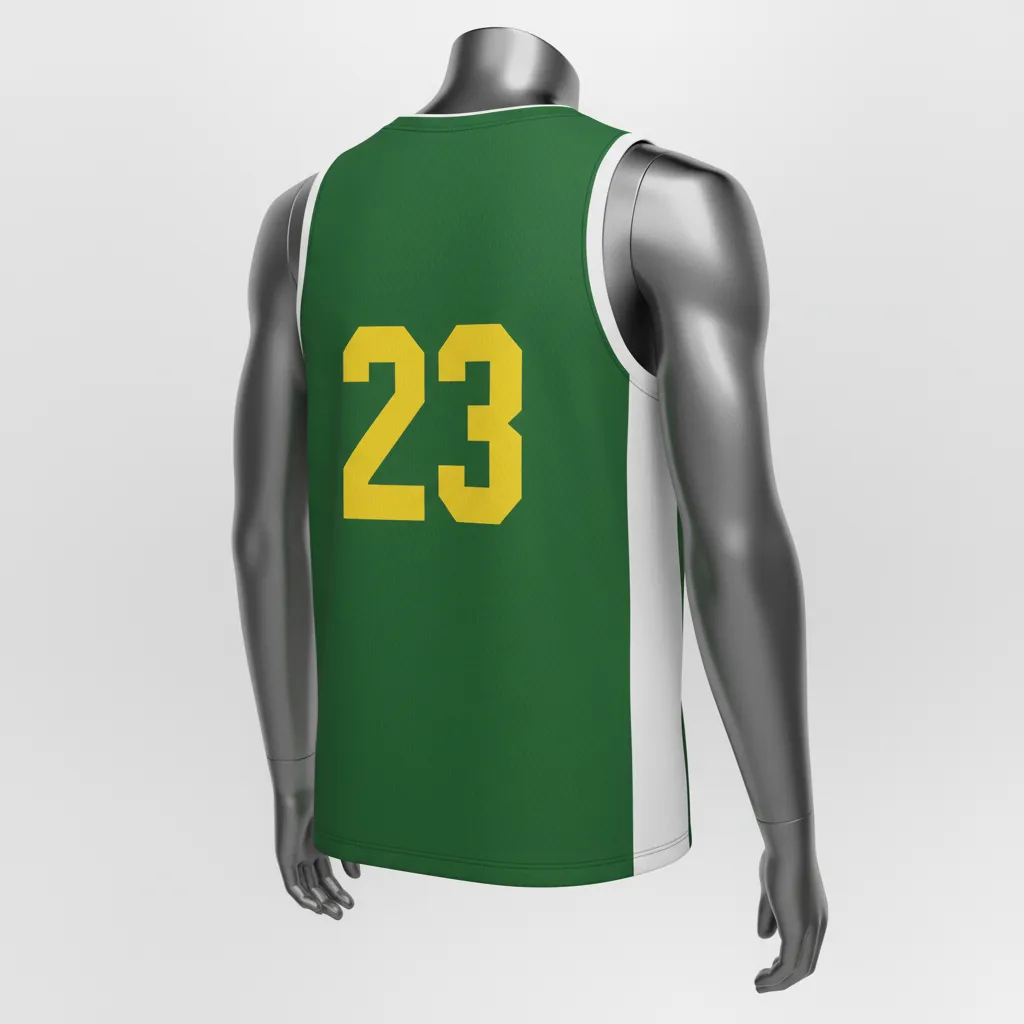 Custom Basketball Sleeveless Training Shirt - Green, White - Sleeveless Training Shirt Forest Stripe - Back View - HAMCO Sports Inc.