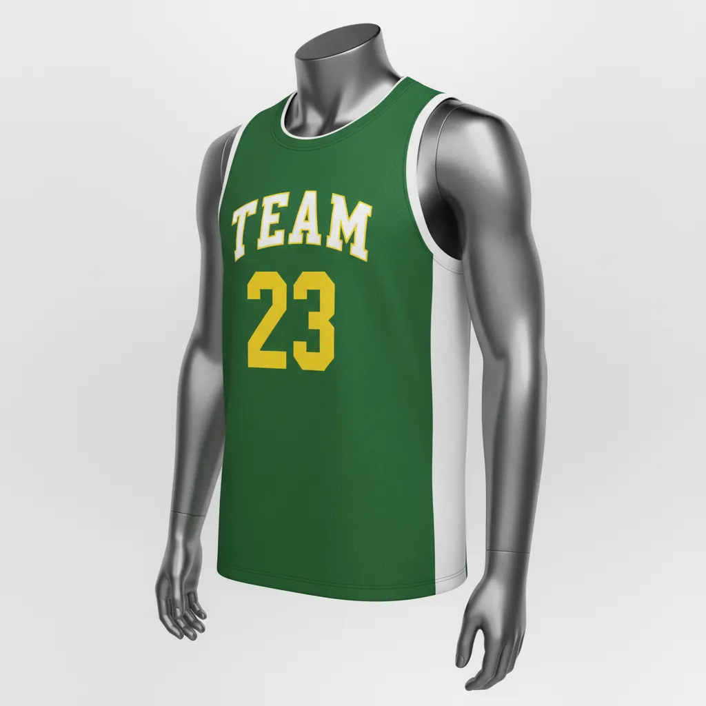 Custom Basketball Sleeveless Training Shirt - Green, White - Sleeveless Training Shirt Forest Stripe - Front View - HAMCO Sports Inc.