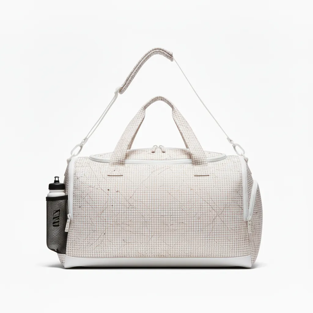 Custom Basketball Team Duffle Bag - White - Duffle Berry Graphite Curved Flow - Back View - HAMCO Sports Inc.