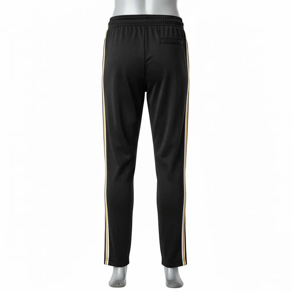 Custom Basketball Tear Away Warmup Pants - Black, Gold, White - Tearaway Pants Premium - Back View - HAMCO Sports Inc.