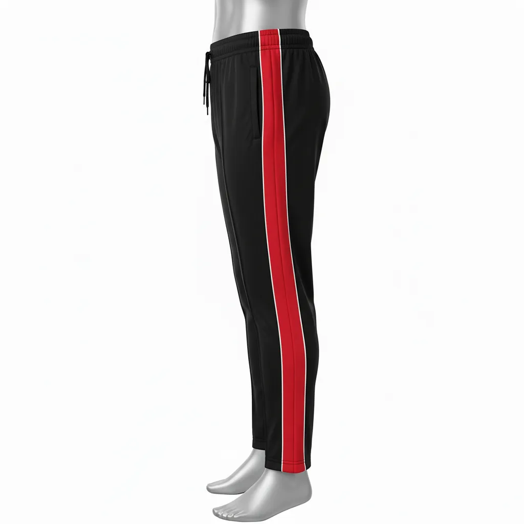 Custom Basketball Tear Away Warmup Pants - Black, Red, White - Tearaway Pants Colorblock - Side View - HAMCO Sports Inc.