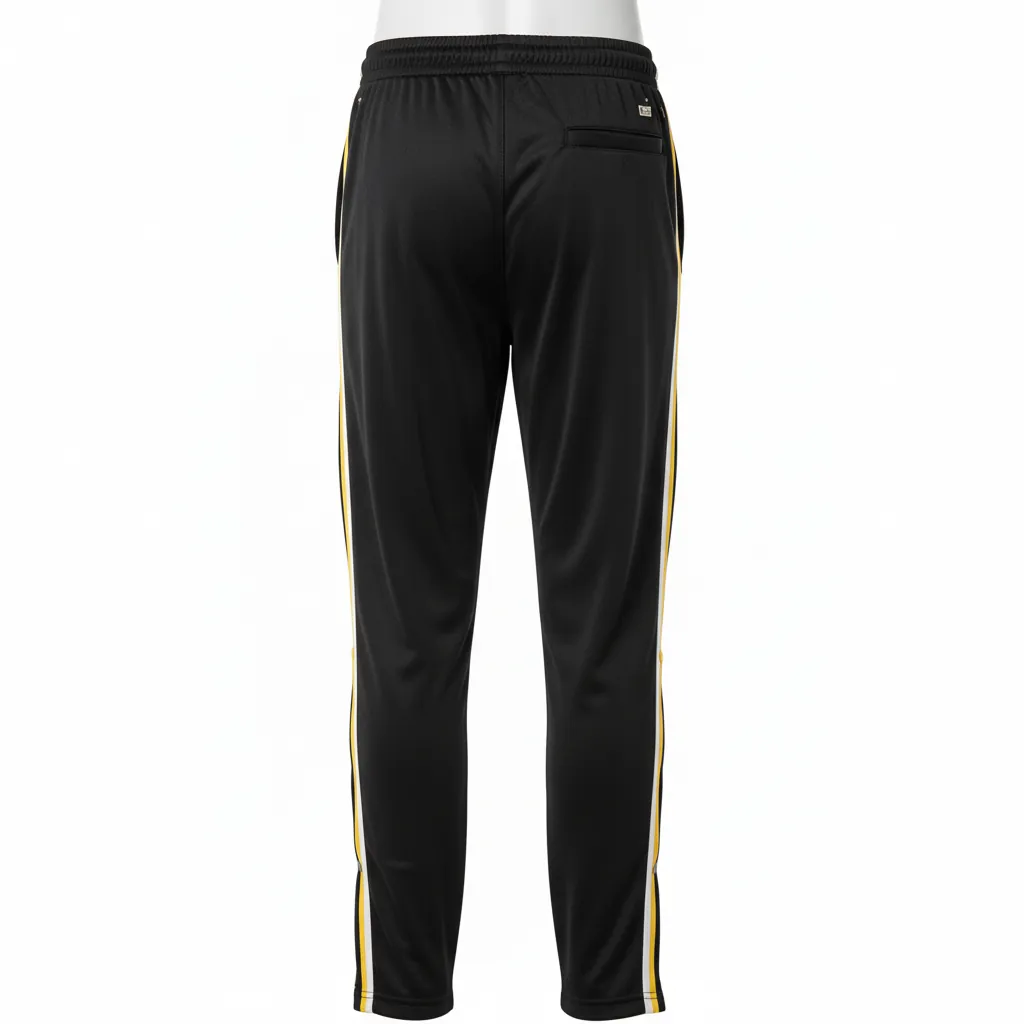Custom Basketball Tear Away Warmup Pants - Black, Yellow, White - Tearaway Pants Modern - Back View - HAMCO Sports Inc.