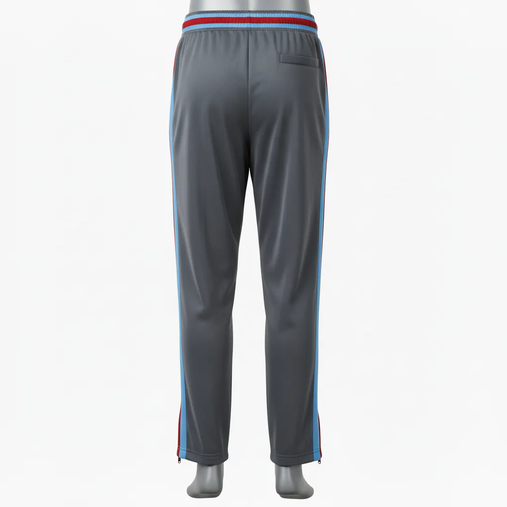 Custom Basketball Tear Away Warmup Pants - Red, White - Tearaway Pants Charcoal Bold - Back View - HAMCO Sports Inc.