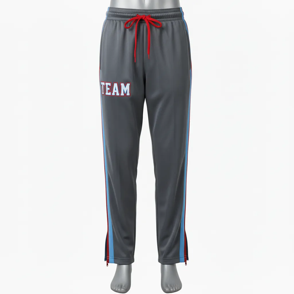 Custom Basketball Tear Away Warmup Pants - Red, White - Tearaway Pants Charcoal Bold - Front View - HAMCO Sports Inc.