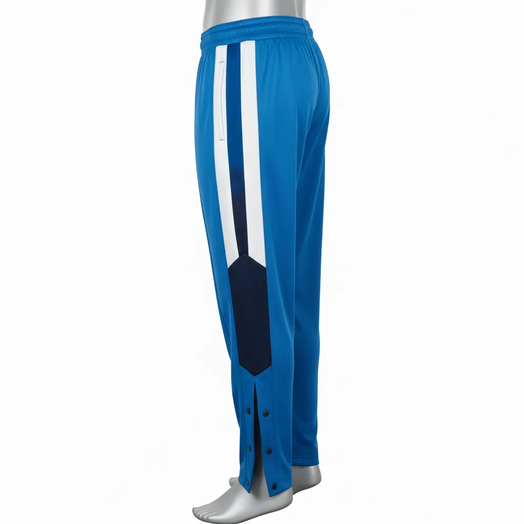 Custom Basketball Tear Away Warmup Pants - Blue, Navy, White - Tearaway Pants Columbia - Side View - HAMCO Sports Inc.