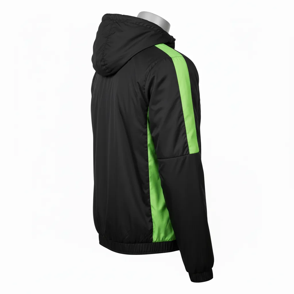 Custom Basketball Windbreaker Jacket - Black, Green, White - Windbreaker Jacket Lime - Side View - HAMCO Sports Inc.