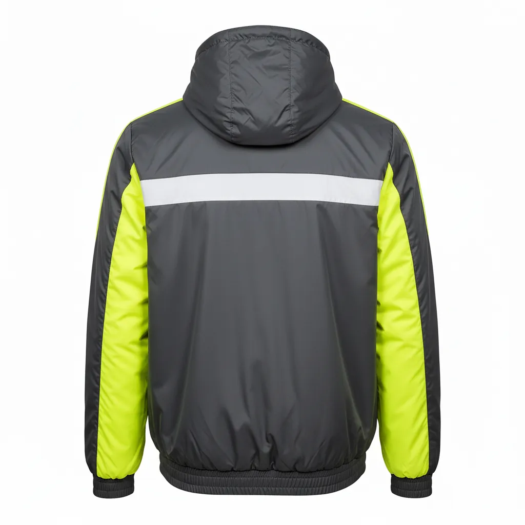 Custom Basketball Windbreaker Jacket - Yellow, White - Windbreaker Jacket Charcoal Neon - Back View - HAMCO Sports Inc.