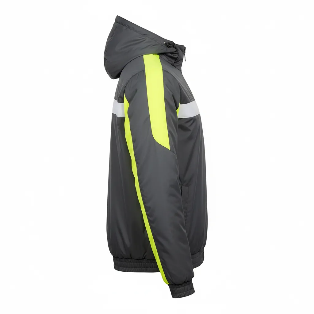 Custom Basketball Windbreaker Jacket - Yellow, White - Windbreaker Jacket Charcoal Neon - Side View - HAMCO Sports Inc.