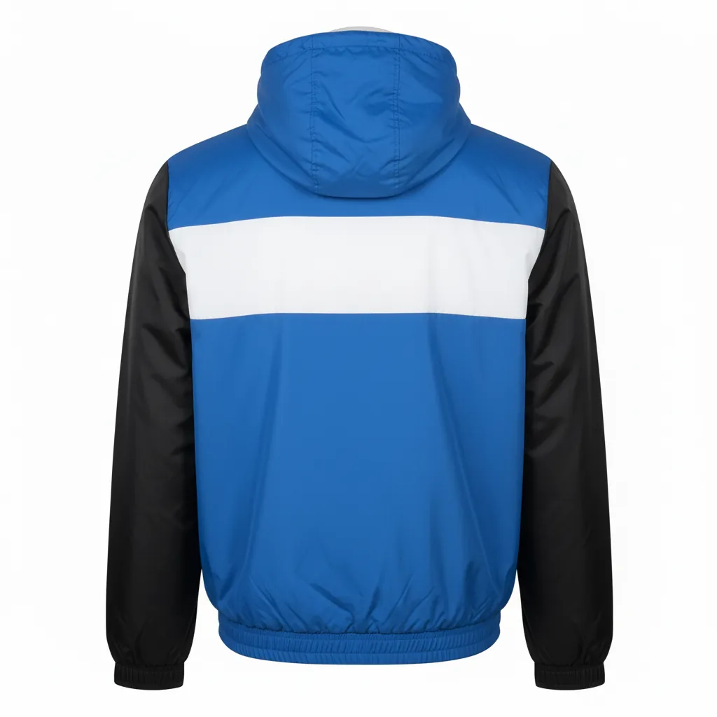 Custom Basketball Windbreaker Jacket - Blue, Black, White - Windbreaker Jacket Columbia - Back View - HAMCO Sports Inc.