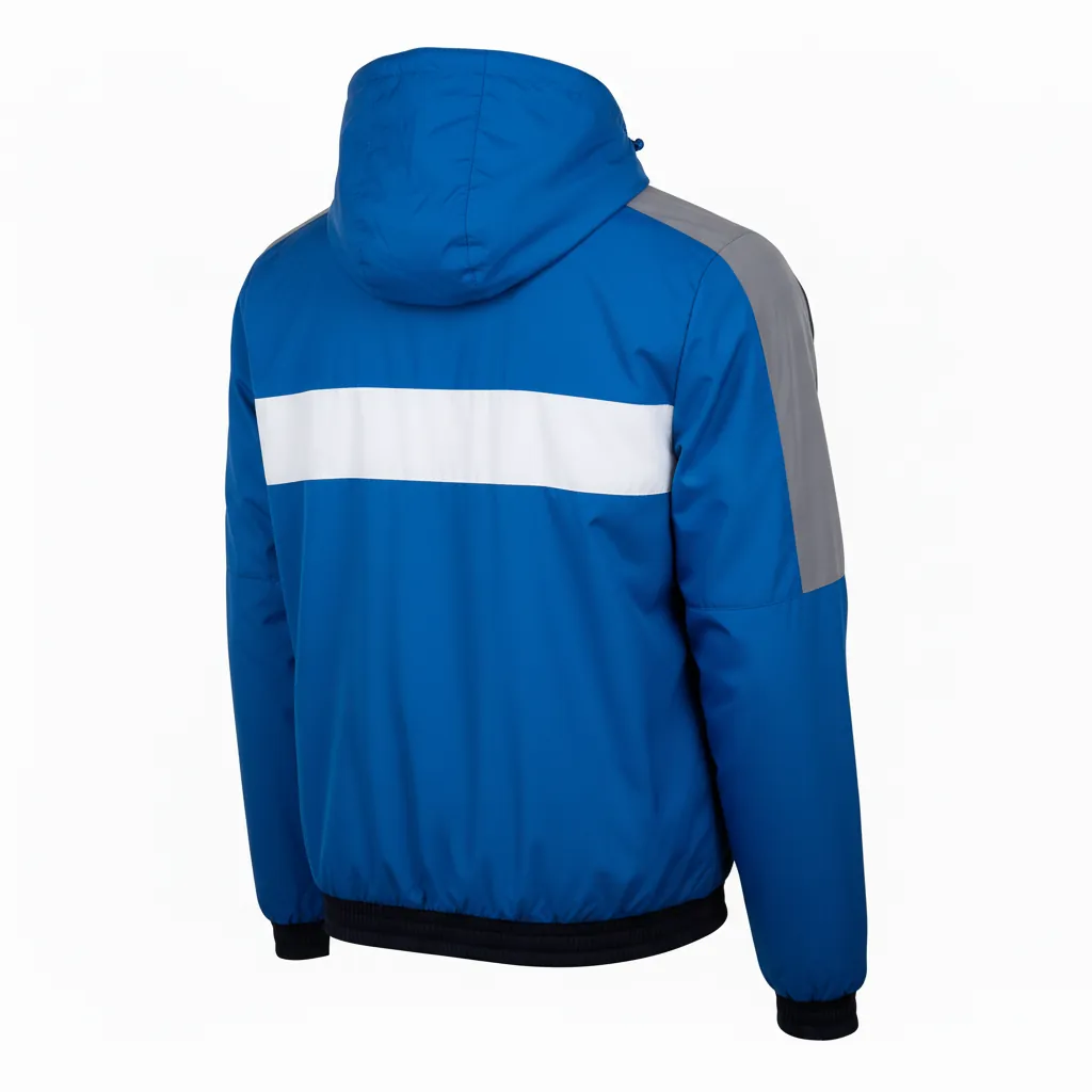 Custom Basketball Windbreaker Jacket - Blue, White, Navy - Windbreaker Jacket Columbia - Back View - HAMCO Sports Inc.