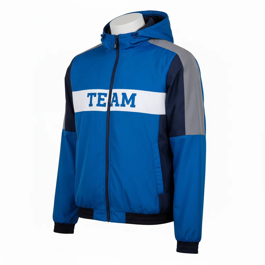 Custom Basketball Windbreaker Jacket - Blue, White, Navy - Windbreaker Jacket Columbia - Front View - HAMCO Sports Inc.