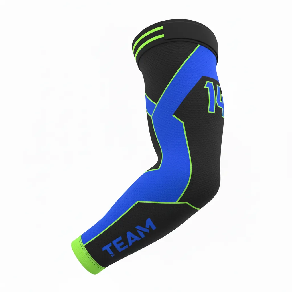Custom Esports Arm Sleeve - Blue, Green - Arm Sleeve All Blacks Electric Neon - Back View - HAMCO Sports Inc.