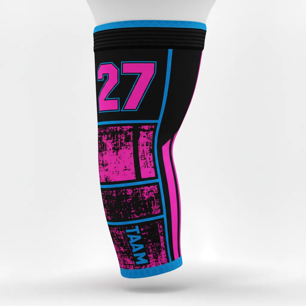 Custom Esports Arm Sleeve - Blue - Arm Sleeve All Blacks Hot Pink Electric - Back View - HAMCO Sports Inc.