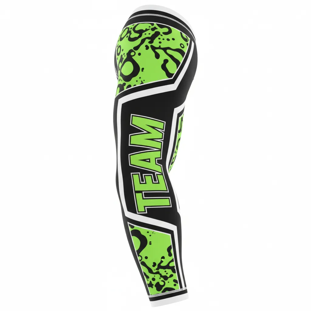 Custom Esports Arm Sleeve - Green, White - Arm Sleeve All Blacks Neon - Front View - HAMCO Sports Inc.