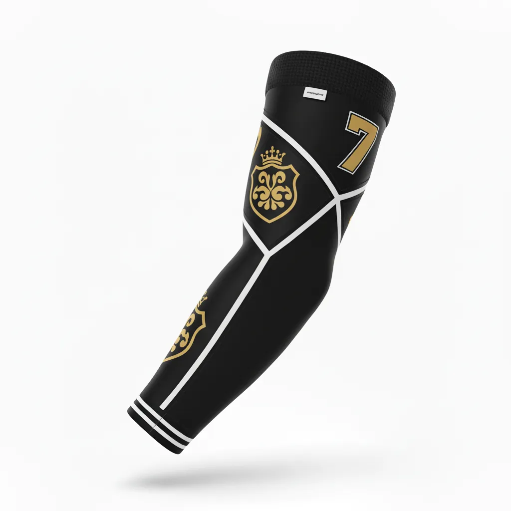 Custom Esports Arm Sleeve - Gold, White - Arm Sleeve All Blacks Vegas - Back View - HAMCO Sports Inc.
