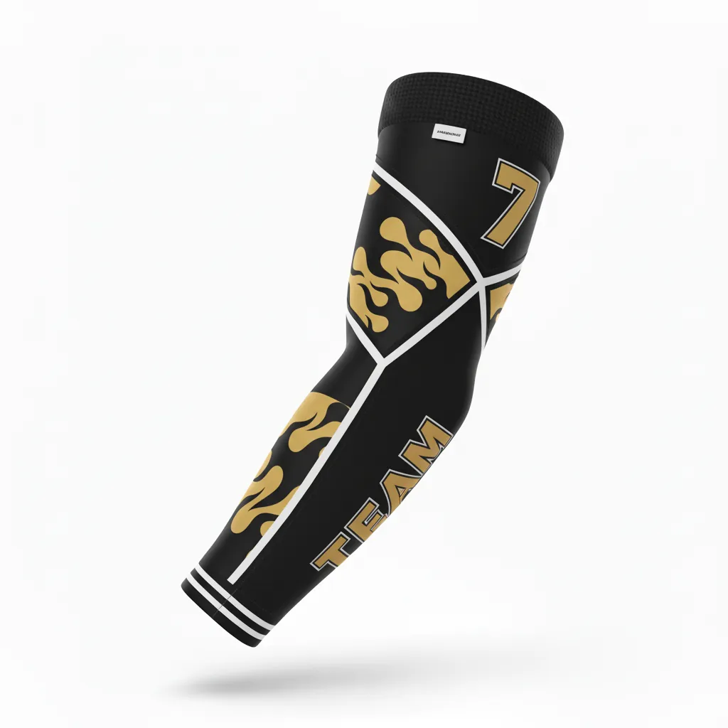 Custom Esports Arm Sleeve - Gold, White - Arm Sleeve All Blacks Vegas - Side View - HAMCO Sports Inc.