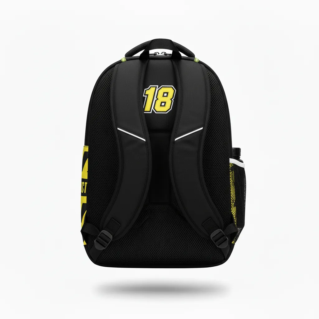 Custom Esports Backpack - Yellow, White - Gaming Backpack All Blacks Electric - Back View - HAMCO Sports Inc.