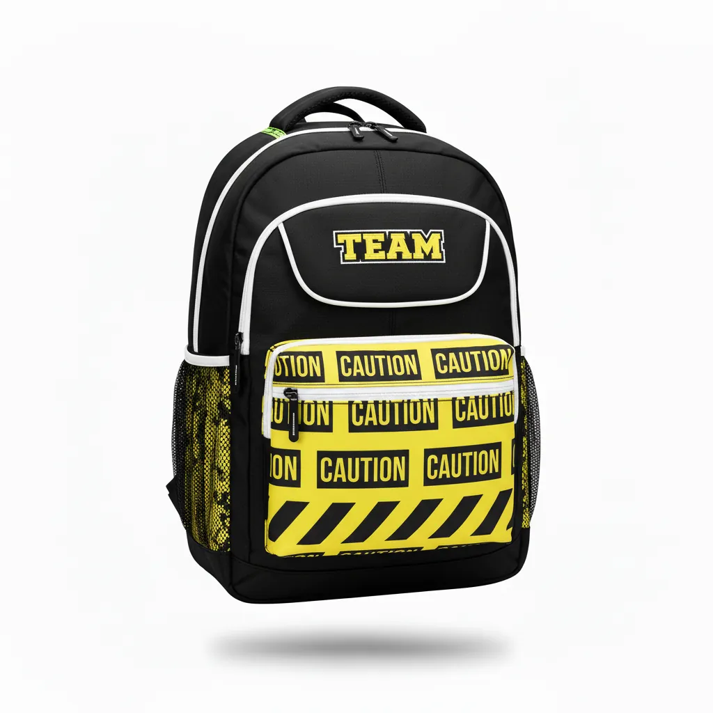 Custom Esports Backpack - Yellow, White - Gaming Backpack All Blacks Electric - Front View - HAMCO Sports Inc.