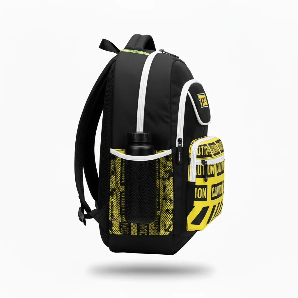 Custom Esports Backpack - Yellow, White - Gaming Backpack All Blacks Electric - Side View - HAMCO Sports Inc.