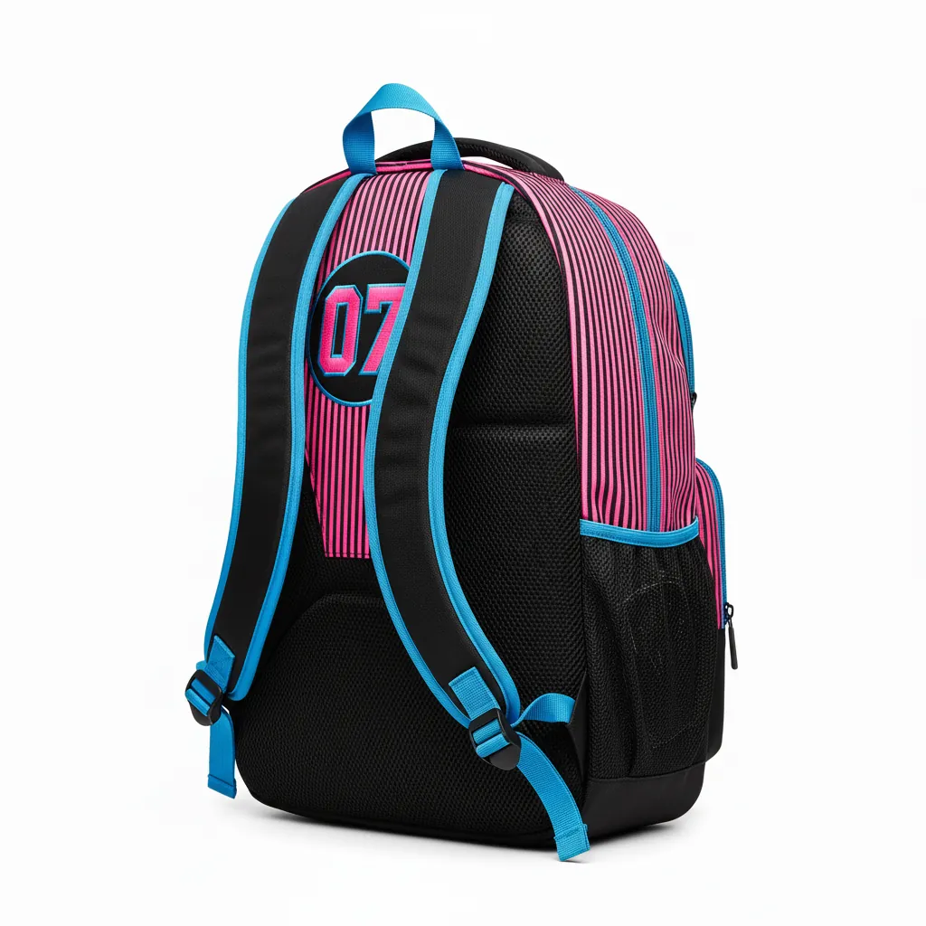 Custom Esports Backpack - Blue - Gaming Backpack All Blacks Hot Pink Electric - Back View - HAMCO Sports Inc.