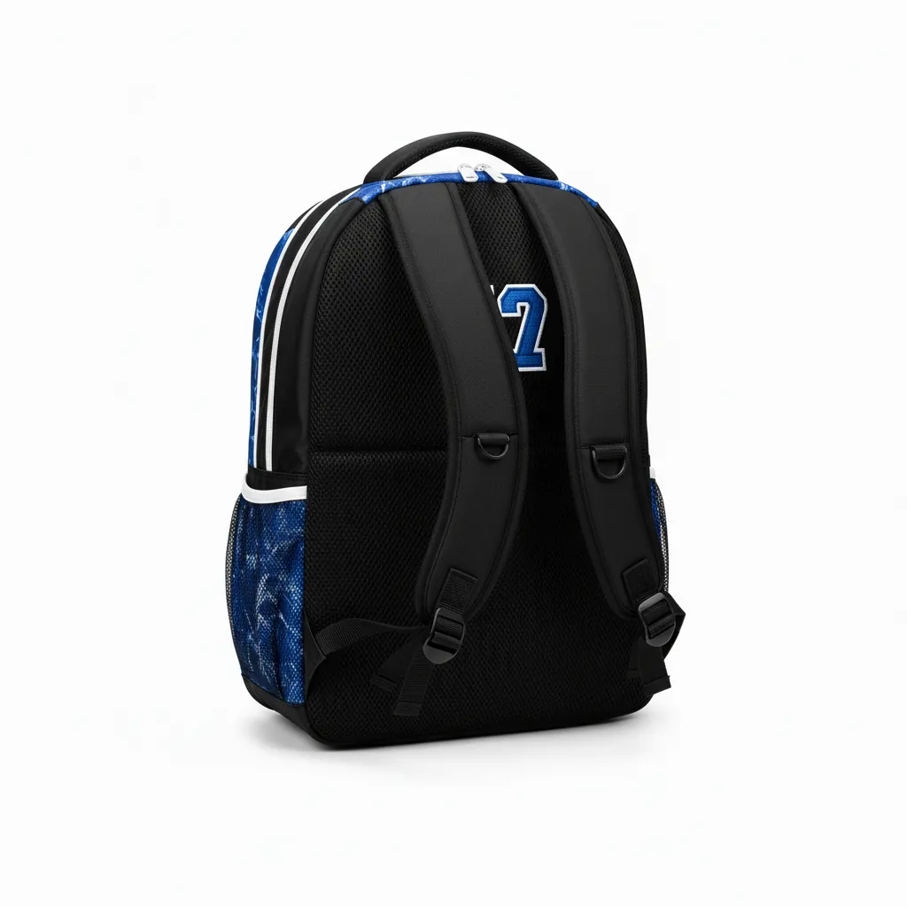 Custom Esports Backpack - Blue, White - Gaming Backpack All Blacks Royal - Back View - HAMCO Sports Inc.