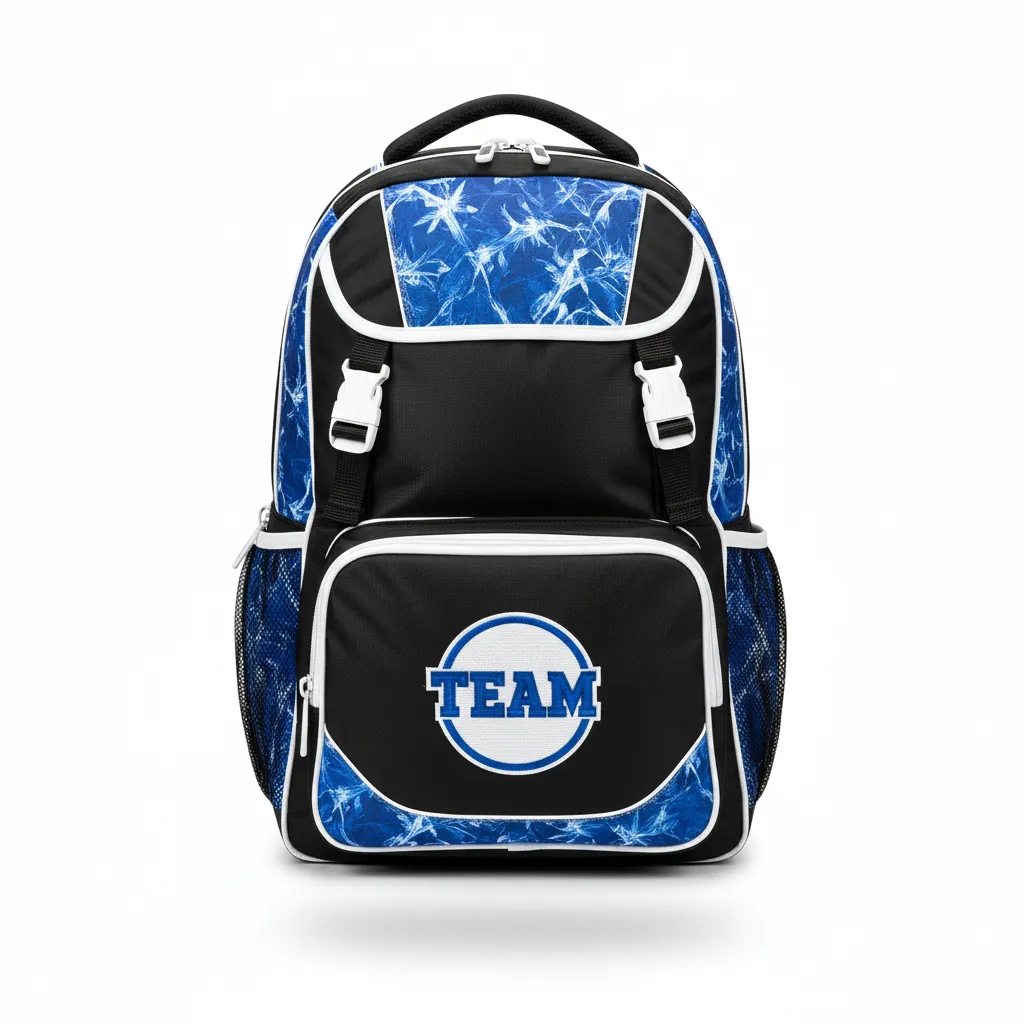Custom Esports Backpack - Blue, White - Gaming Backpack All Blacks Royal - Front View - HAMCO Sports Inc.