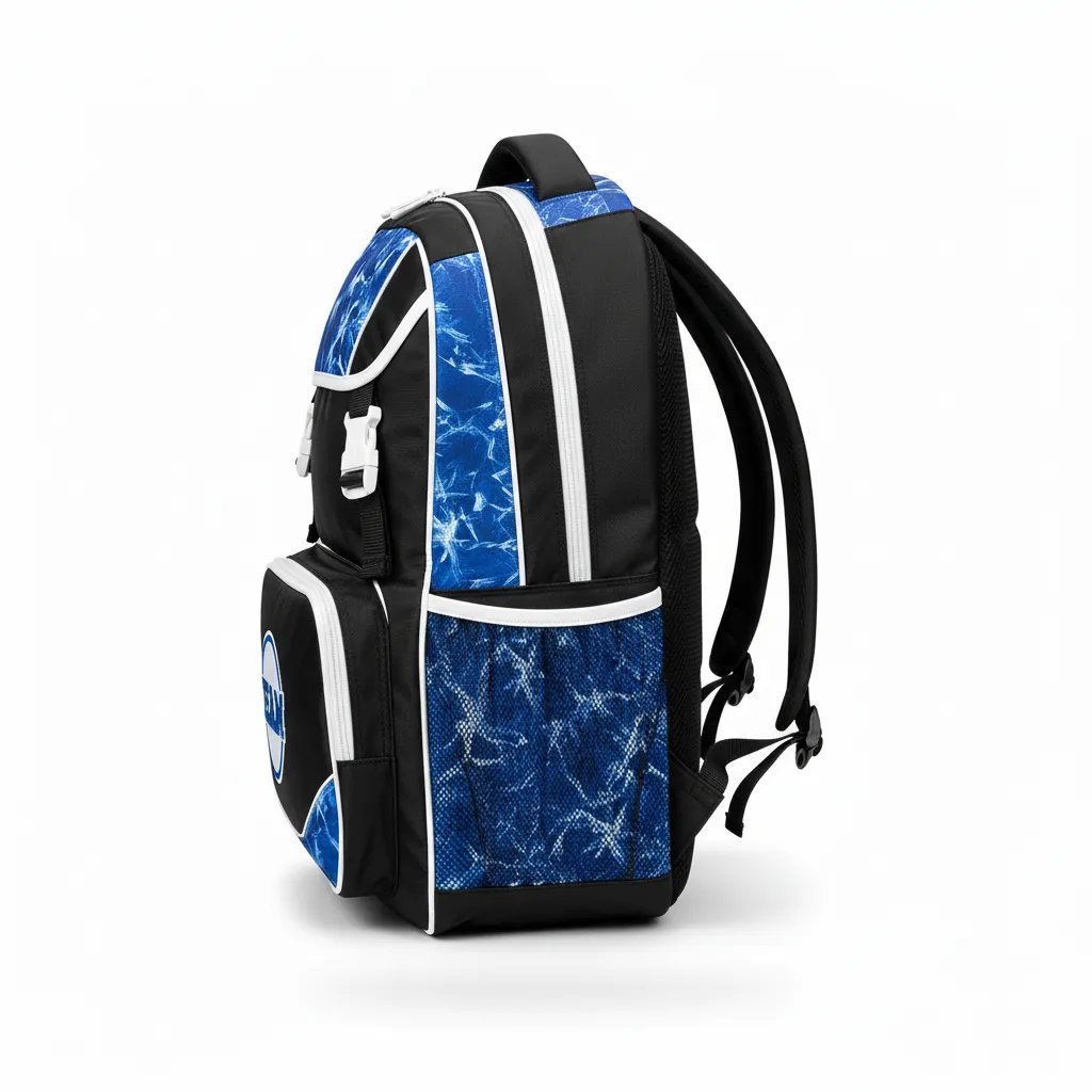 Custom Esports Backpack - Blue, White - Gaming Backpack All Blacks Royal - Side View - HAMCO Sports Inc.