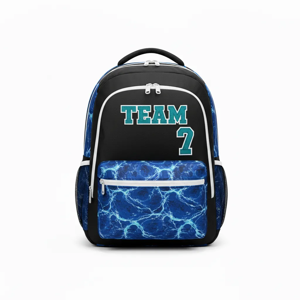 Custom Esports Backpack - White - Gaming Backpack All Blacks Teal - Front View - HAMCO Sports Inc.