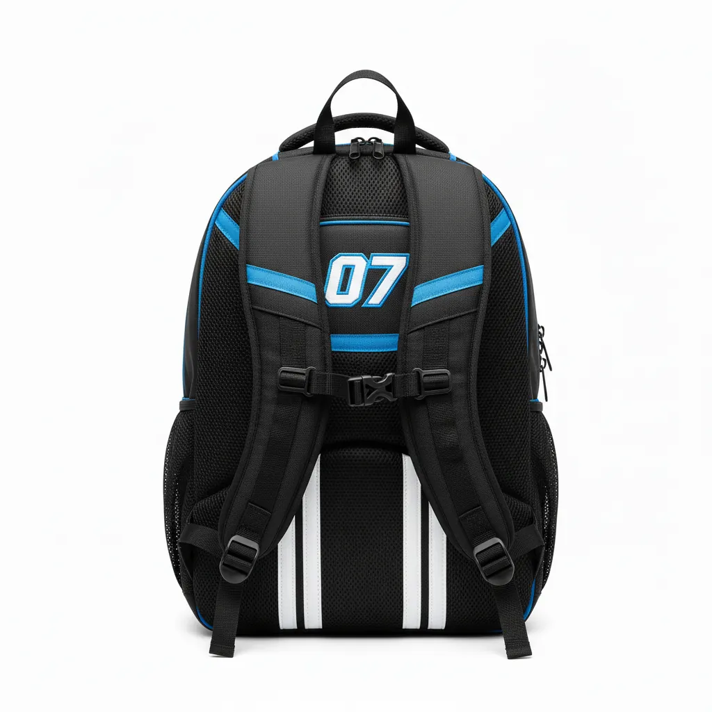 Custom Esports Backpack - White, Blue - Gaming Backpack All Blacks Electric - Back View - HAMCO Sports Inc.