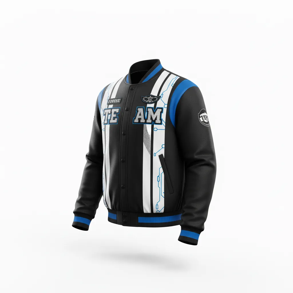 Custom Esports Bomber Jacket - Silver, Purple - Bomber Jacket All Blacks Cyber - Front View - HAMCO Sports Inc.