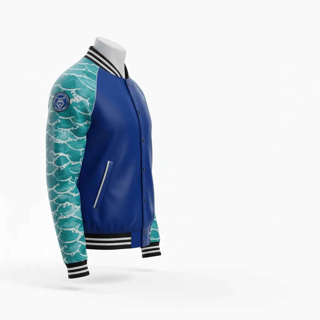 Custom Esports Bomber Jacket - White - Bomber Jacket All Blacks Teal - Side View - HAMCO Sports Inc.