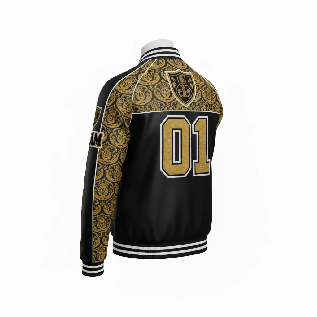 Custom Esports Bomber Jacket - Gold, White - Bomber Jacket All Blacks Vegas - Back View - HAMCO Sports Inc.