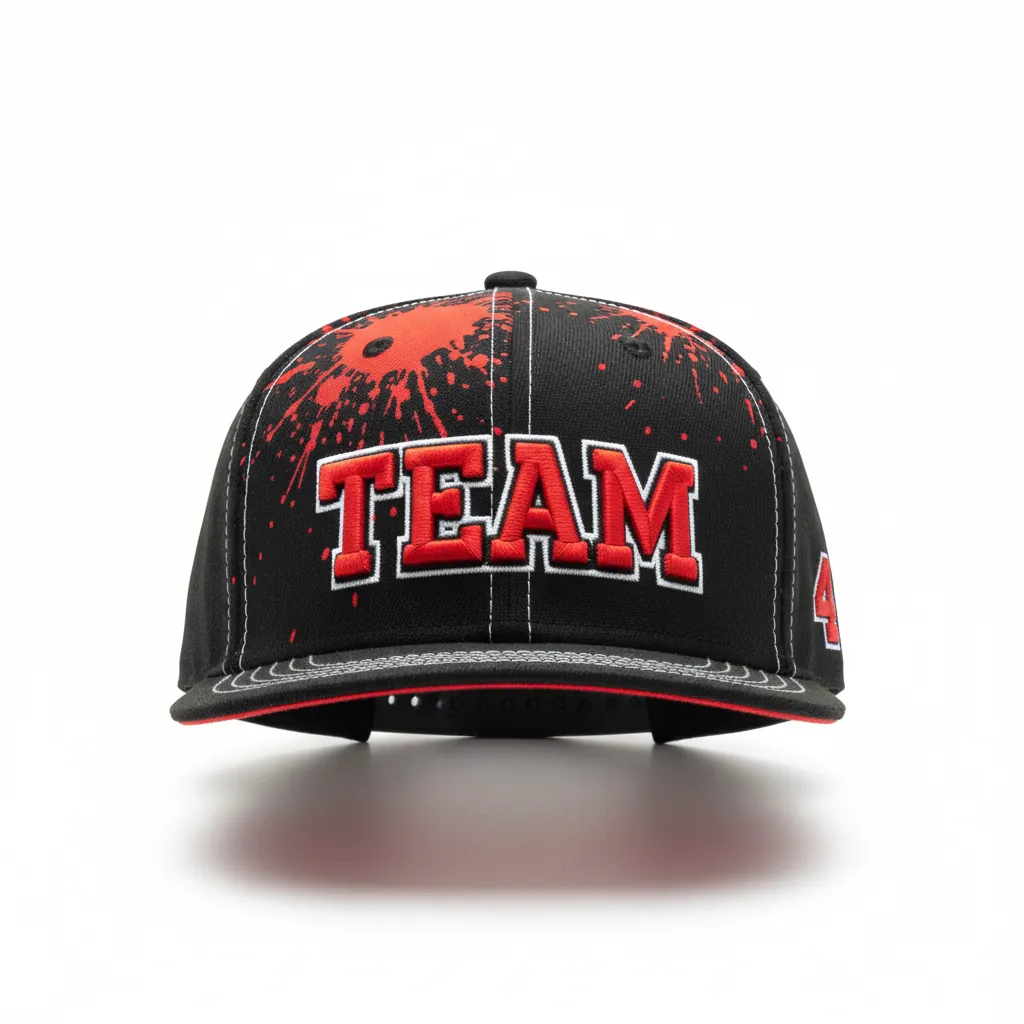 Custom Esports Cap - Red, White - Team Cap All Blacks Athletic - Front View - HAMCO Sports Inc.