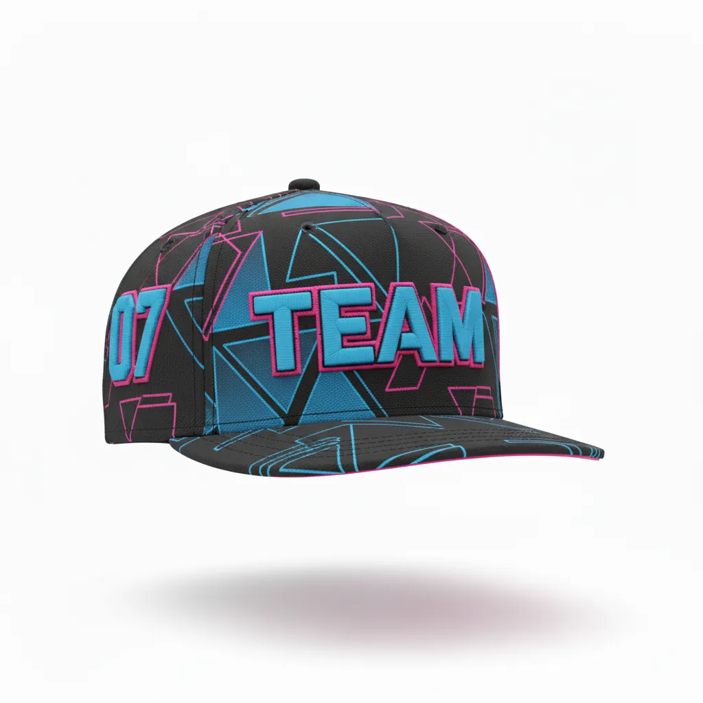 Custom Esports Cap - Blue - Team Cap All Blacks Electric Hot Pink - Front View - HAMCO Sports Inc.