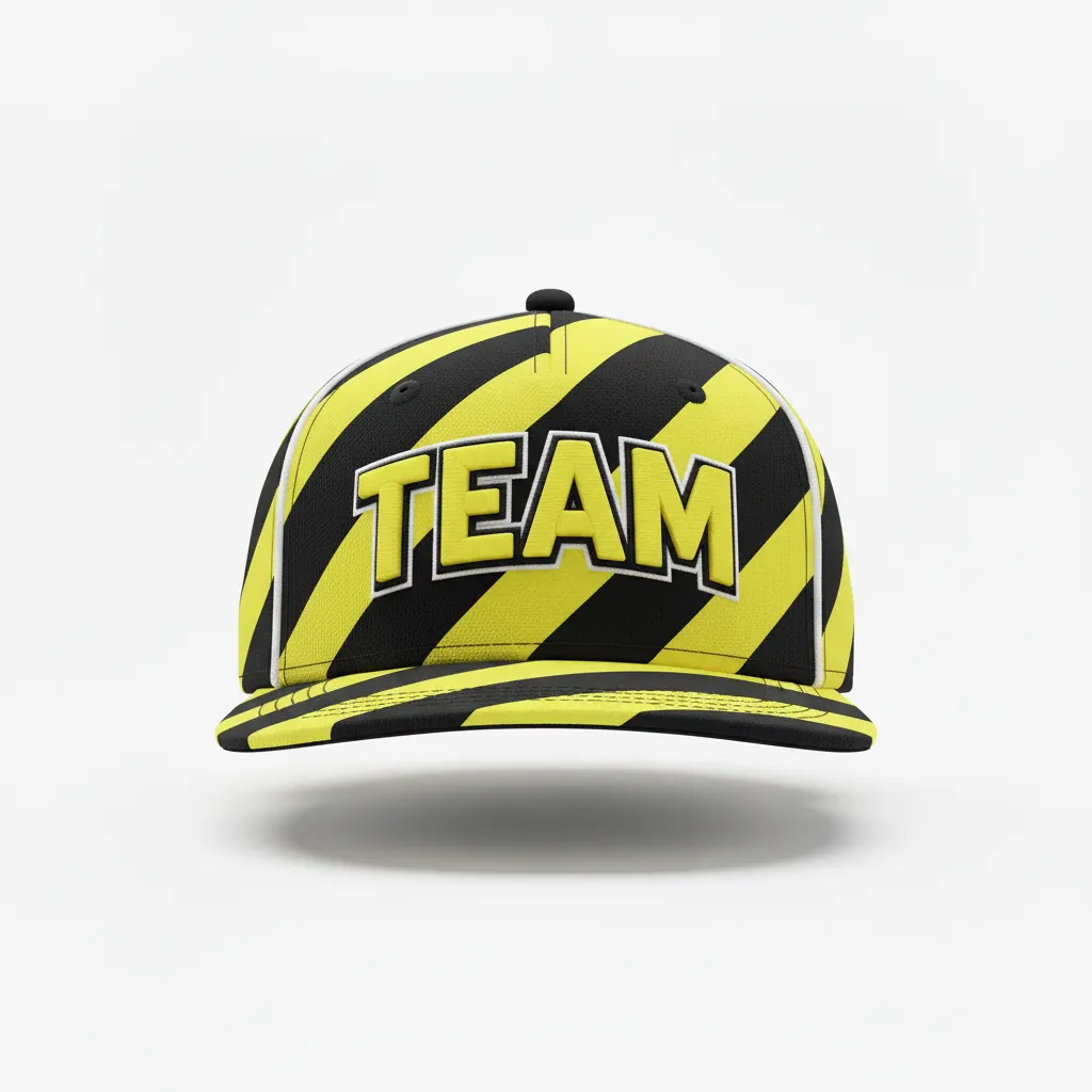 Custom Esports Cap - Yellow, White - Team Cap All Blacks Electric - Front View - HAMCO Sports Inc.