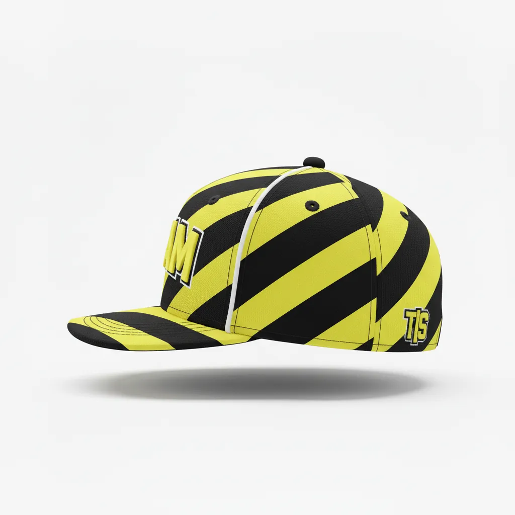 Custom Esports Cap - Yellow, White - Team Cap All Blacks Electric - Side View - HAMCO Sports Inc.