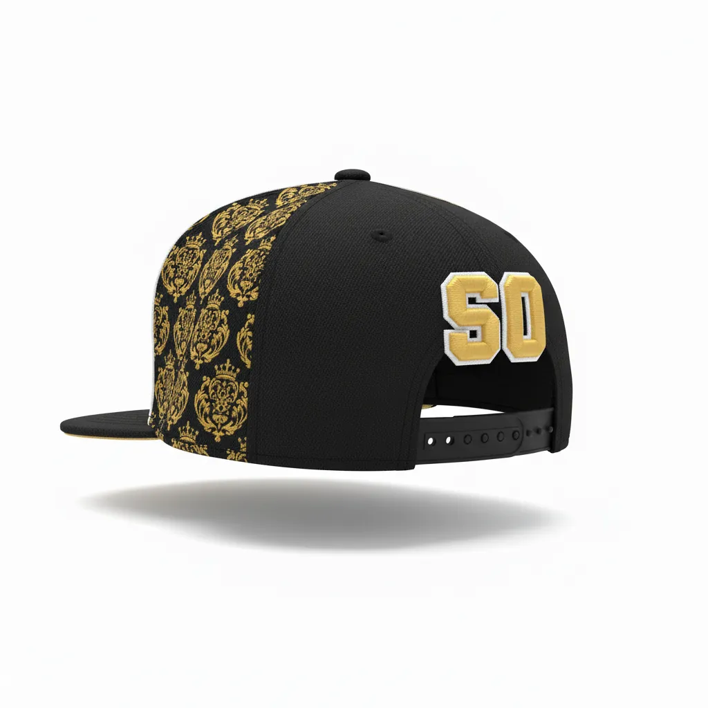 Custom Esports Cap - Gold, White - Team Cap All Blacks Vegas - Back View - HAMCO Sports Inc.