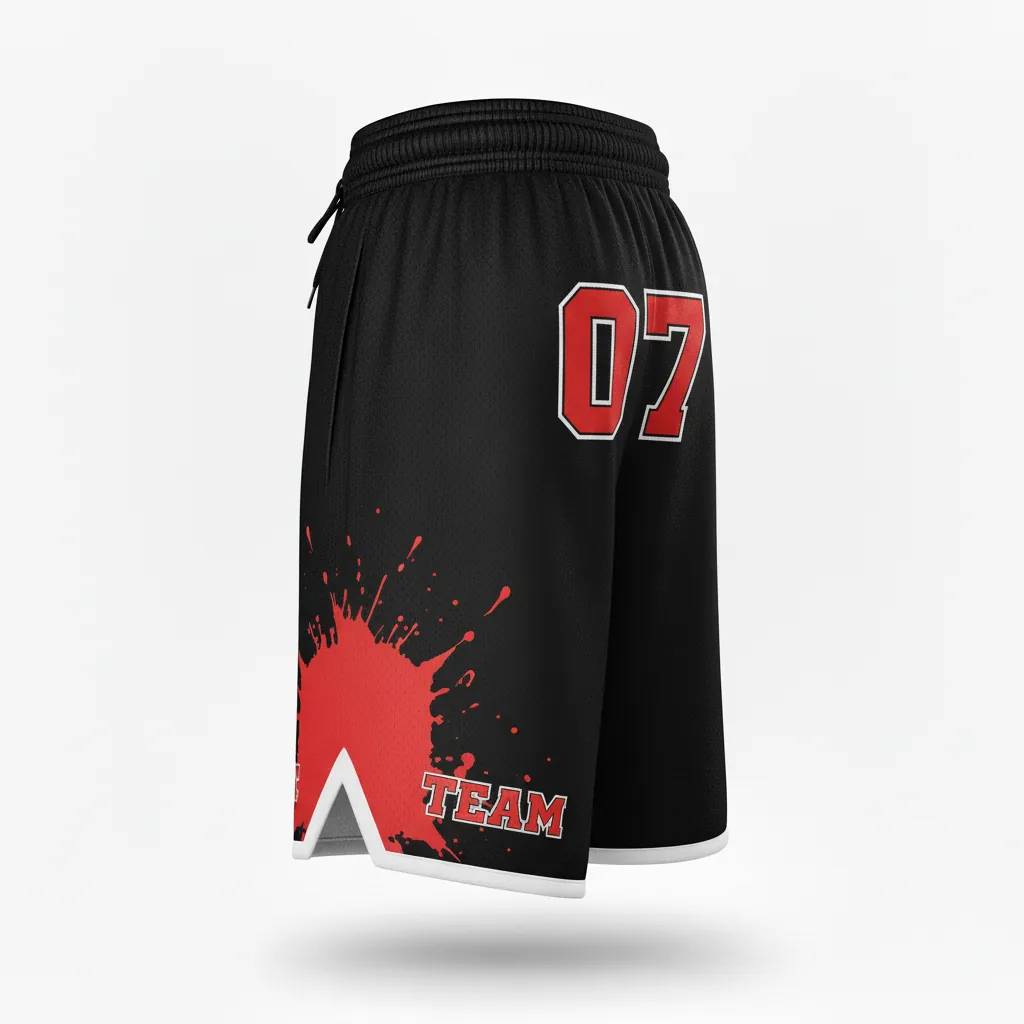Custom Esports Esports Classic Shorts - Red, White - Perf Shorts All Blacks Athletic - Back View - HAMCO Sports Inc.