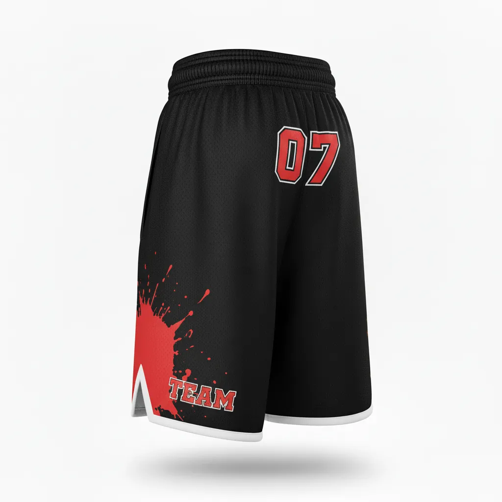 Custom Esports Esports Classic Shorts - Red, White - Perf Shorts All Blacks Athletic - Front View - HAMCO Sports Inc.
