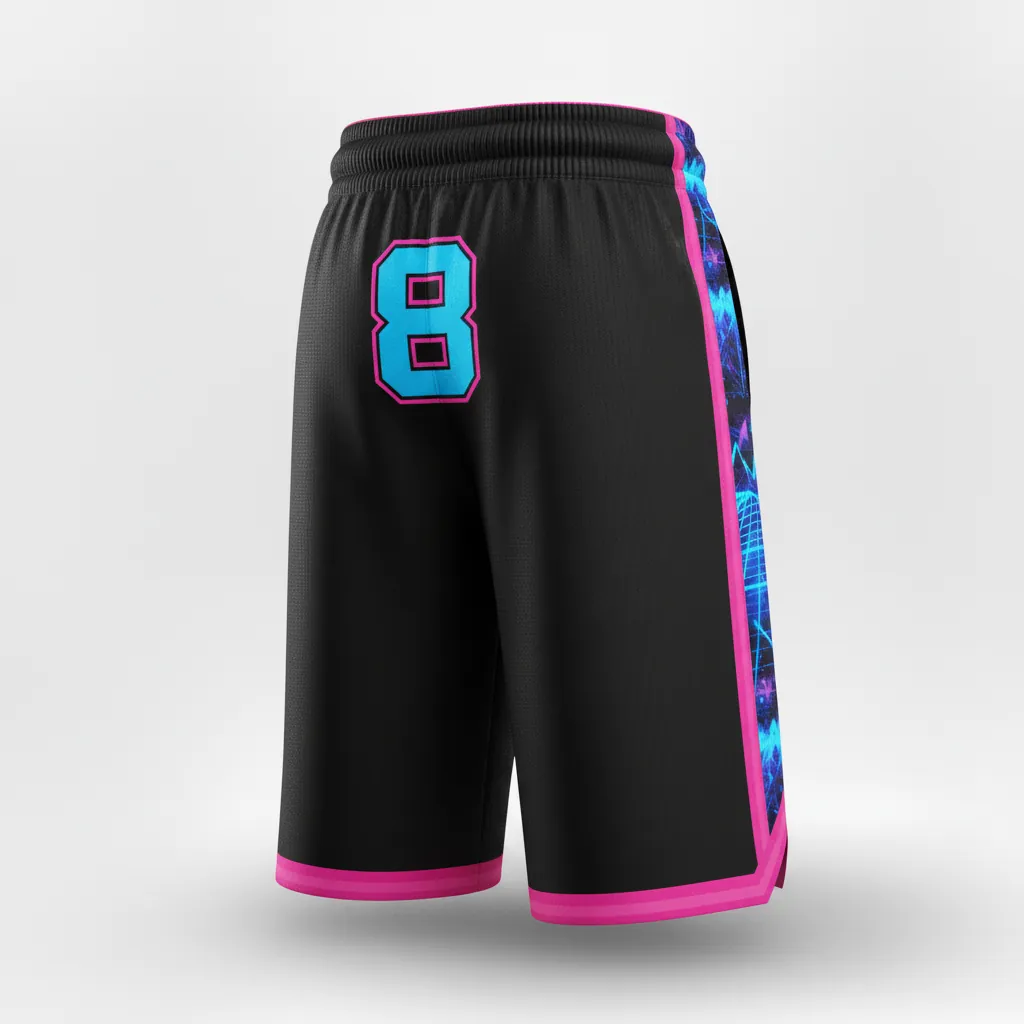 Custom Esports Esports Classic Shorts - Blue - Perf Shorts All Blacks Electric Hot Pink - Back View - HAMCO Sports Inc.
