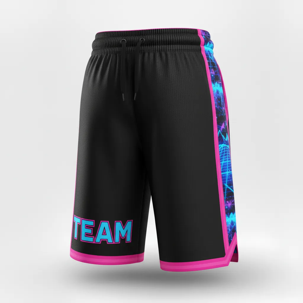 Custom Esports Esports Classic Shorts - Blue - Perf Shorts All Blacks Electric Hot Pink - Front View - HAMCO Sports Inc.