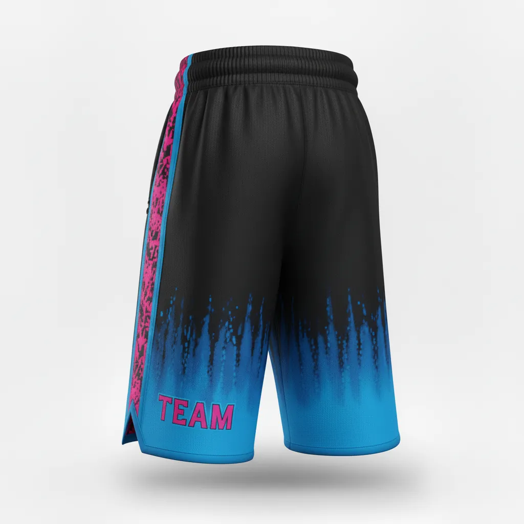 Custom Esports Esports Classic Shorts - Blue - Perf Shorts All Blacks Hot Pink Electric - Side View - HAMCO Sports Inc.