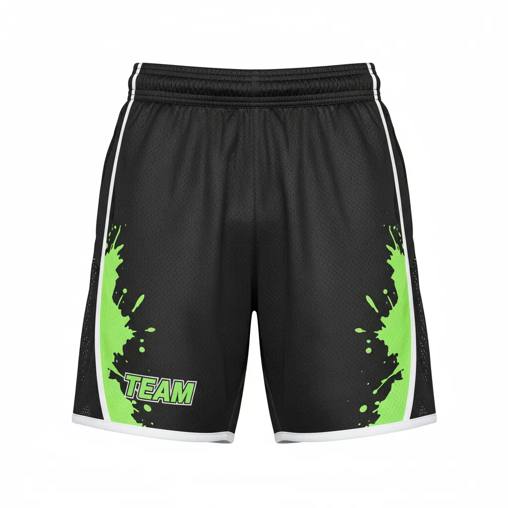 Custom Esports Esports Classic Shorts - Green, White - Perf Shorts All Blacks Neon - Front View - HAMCO Sports Inc.