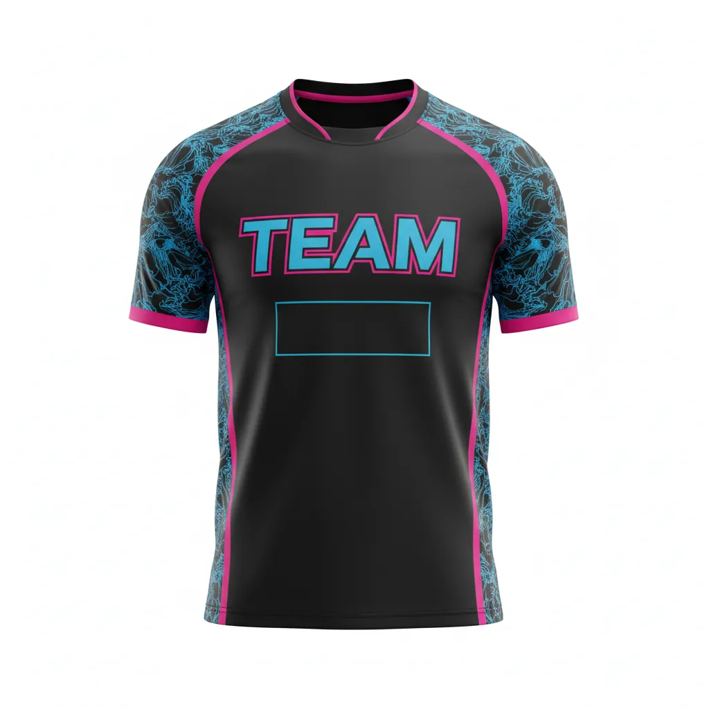 Custom Esports Esports Jersey - Blue - Pro Jersey All Blacks Electric Hot Pink - Front View - HAMCO Sports Inc.