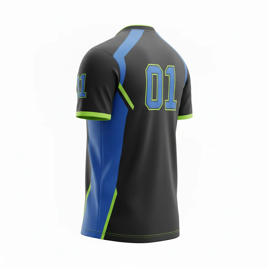 Custom Esports Esports Jersey - Blue, Green - Pro Jersey All Blacks Electric Neon - Back View - HAMCO Sports Inc.