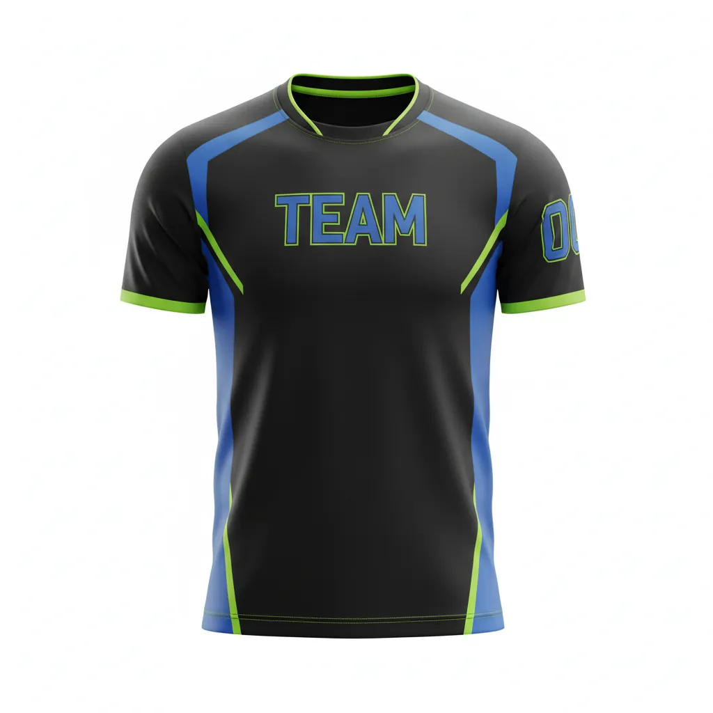Custom Esports Esports Jersey - Blue, Green - Pro Jersey All Blacks Electric Neon - Front View - HAMCO Sports Inc.