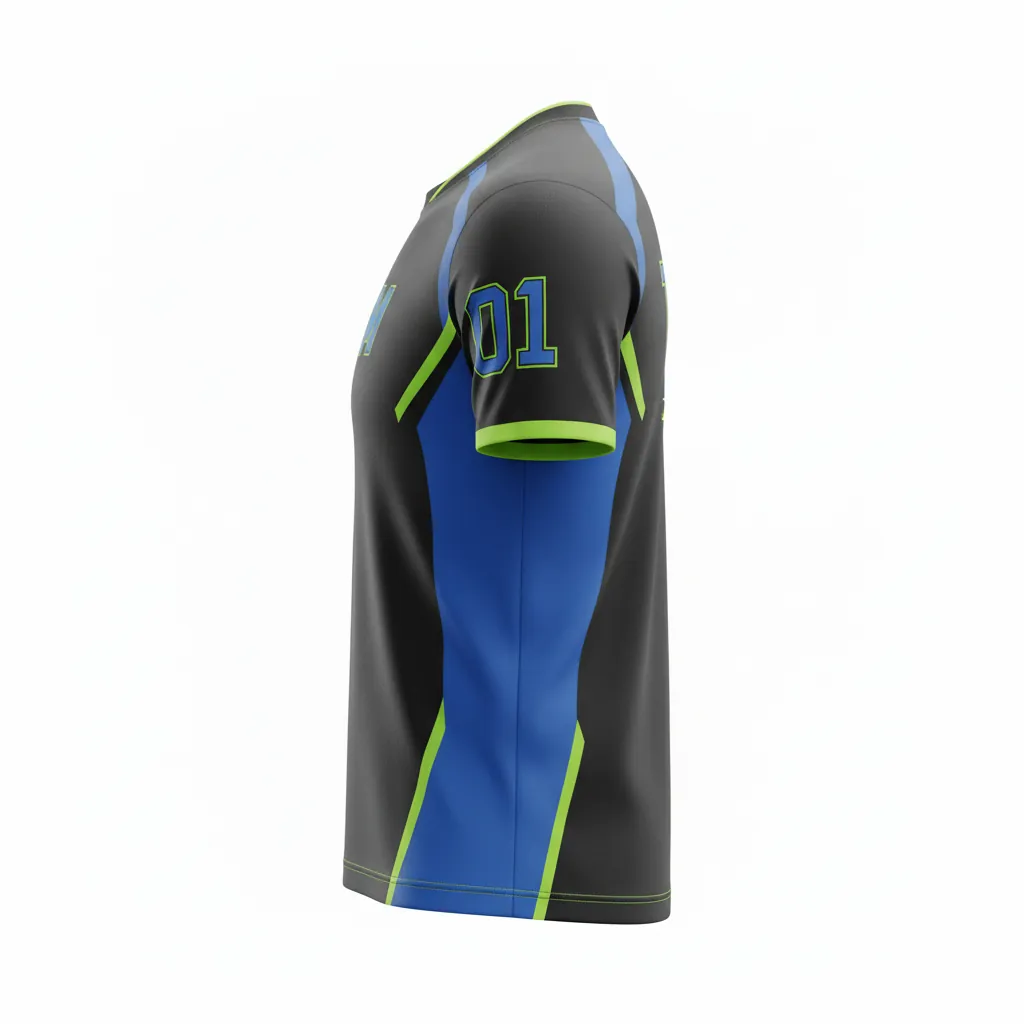 Custom Esports Esports Jersey - Blue, Green - Pro Jersey All Blacks Electric Neon - Side View - HAMCO Sports Inc.