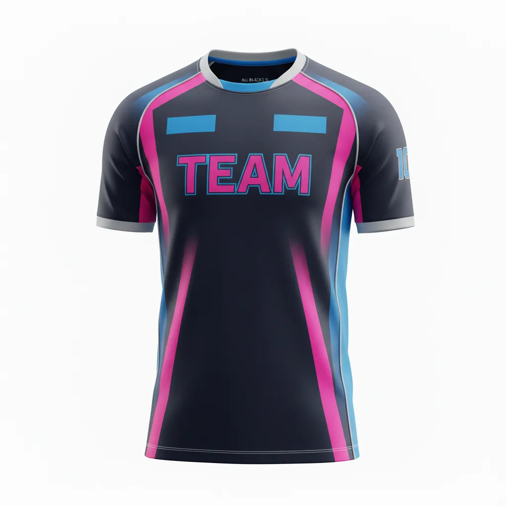 Custom Esports Esports Jersey - Blue - Pro Jersey All Blacks Hot Pink Electric - Front View - HAMCO Sports Inc.
