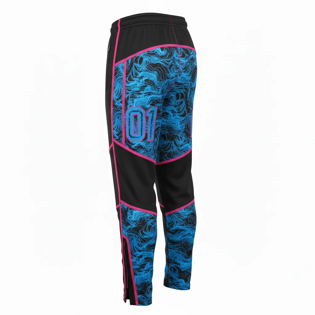 Custom Esports Esports Pant - Blue - Perf Pants All Blacks Electric Hot Pink - Back View - HAMCO Sports Inc.